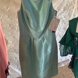 ALFRED SUNG Shimmering Aqua Midi Dress